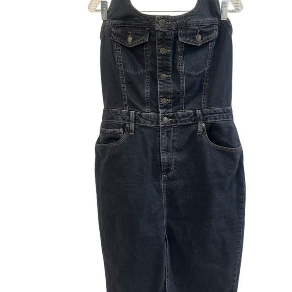 Universal Thread Denim Halter Midi Dress Dark Wash Western Coastal Cowgirl SZ 12 - Picture 4 of 15